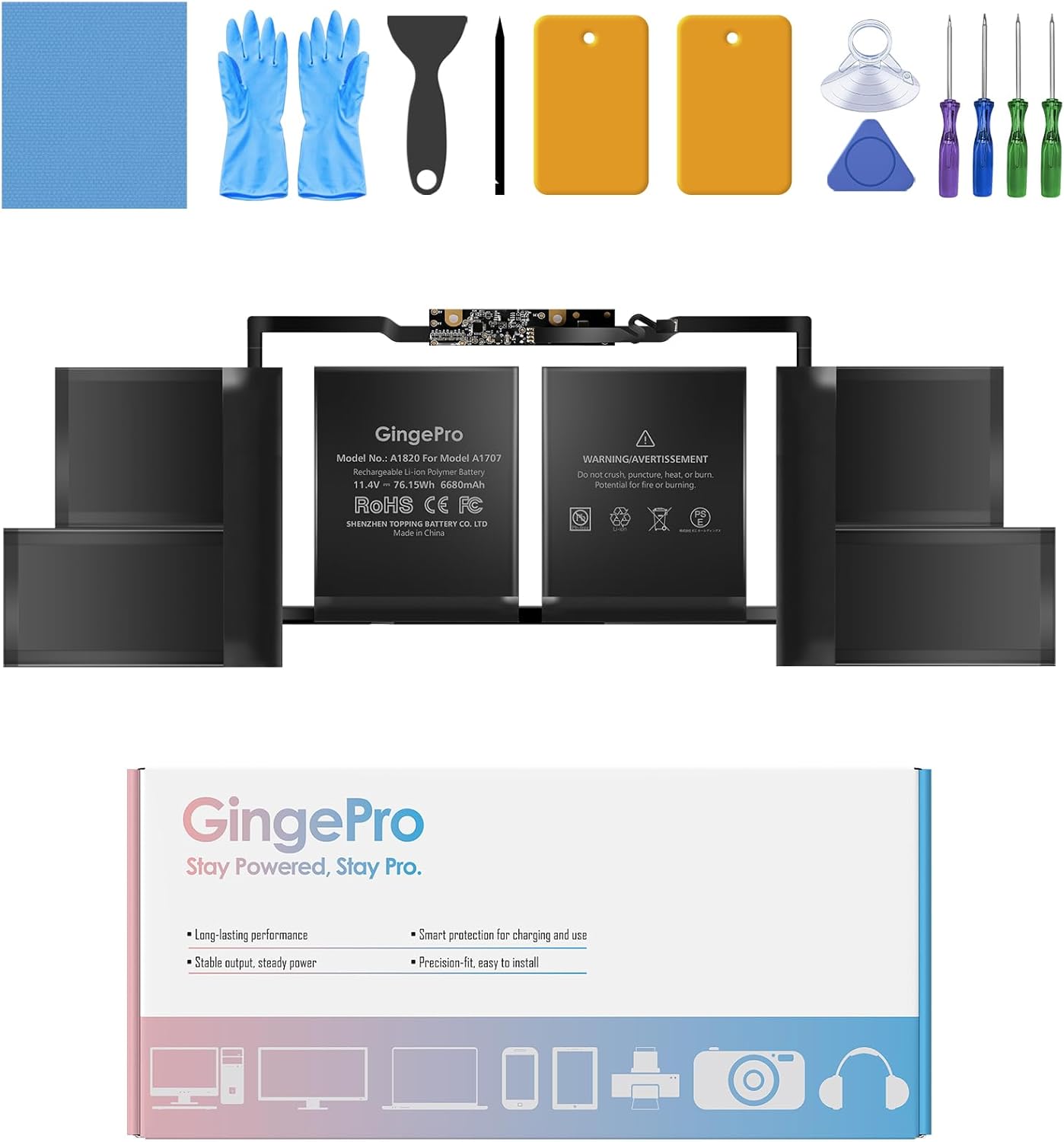 Battery Replacement for MacBook Pro 15-inch A1707 (2016, 2017) A1820 Battery