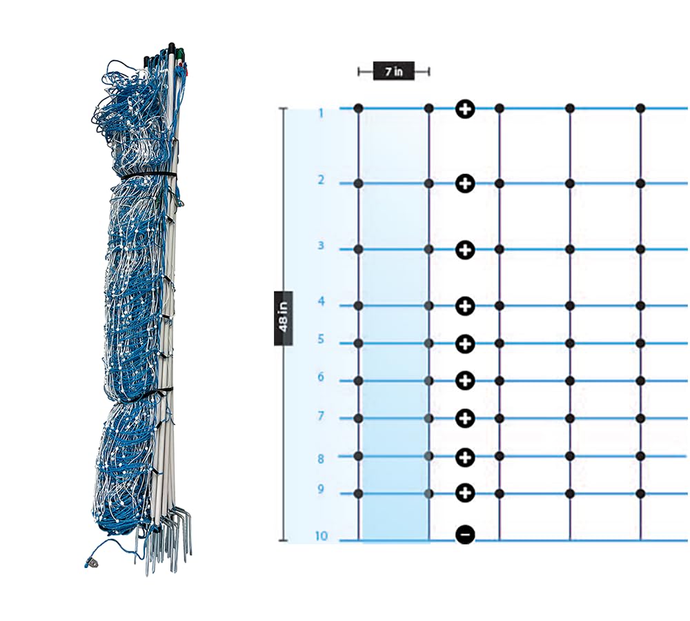Starkline 48" x 164' Positive/Negative Sheep and Goat Electric Netting for Dry Soil Conditions