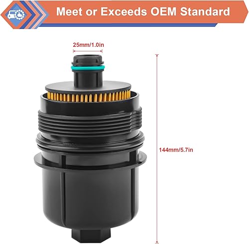 Miniatura 4 de 6 filtros de aceite de motor EcoDiesel compatibles con Ram 1500 2020-2023, Jeep Wrangler Gladiator 2020-2023, repuesto #68507598AA 68498720AA