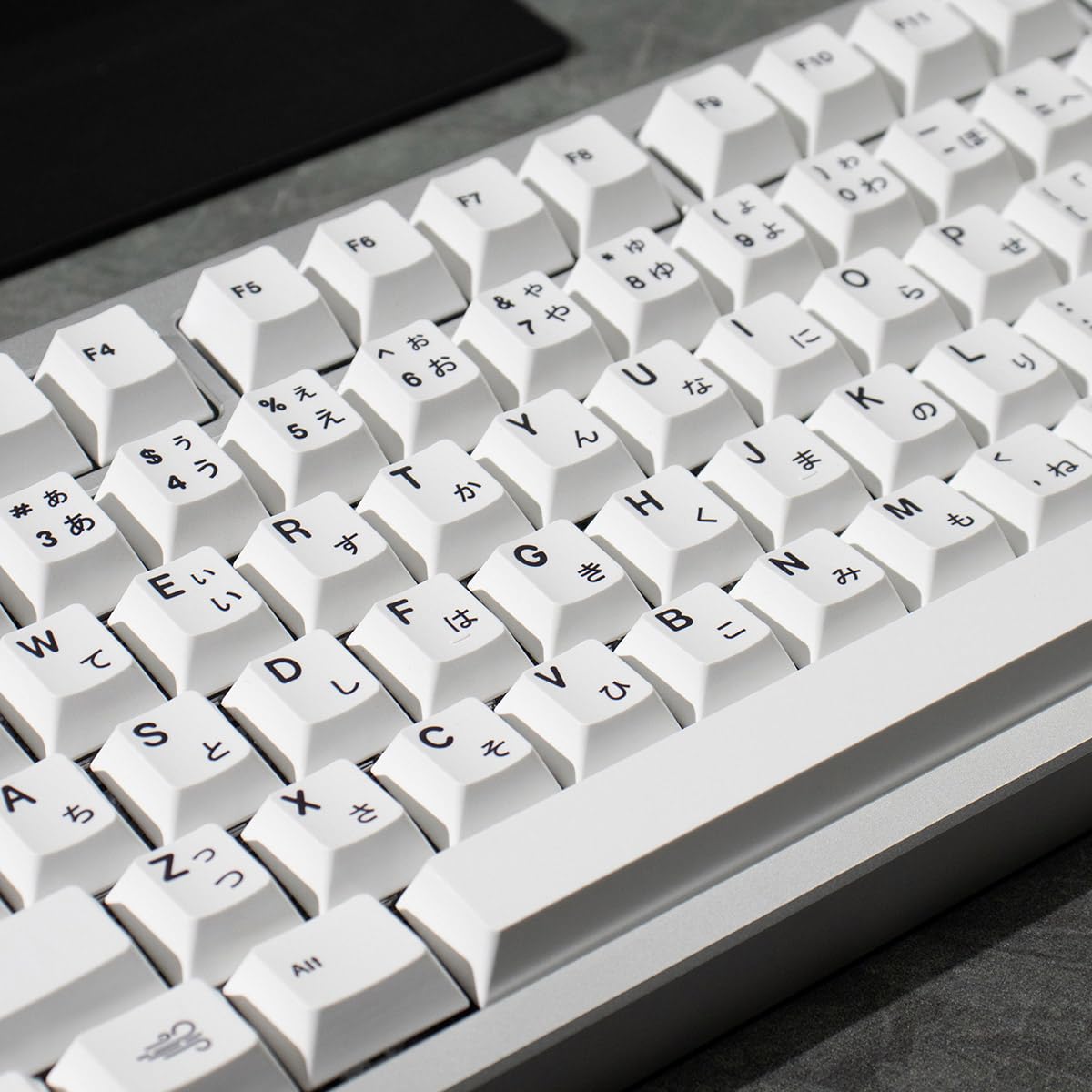 Minimalistische PBT-Tastenkappen – 147 Tasten, Cherry-Profil, Schwarz-weiß Mit Japanischen Schriftzeichen