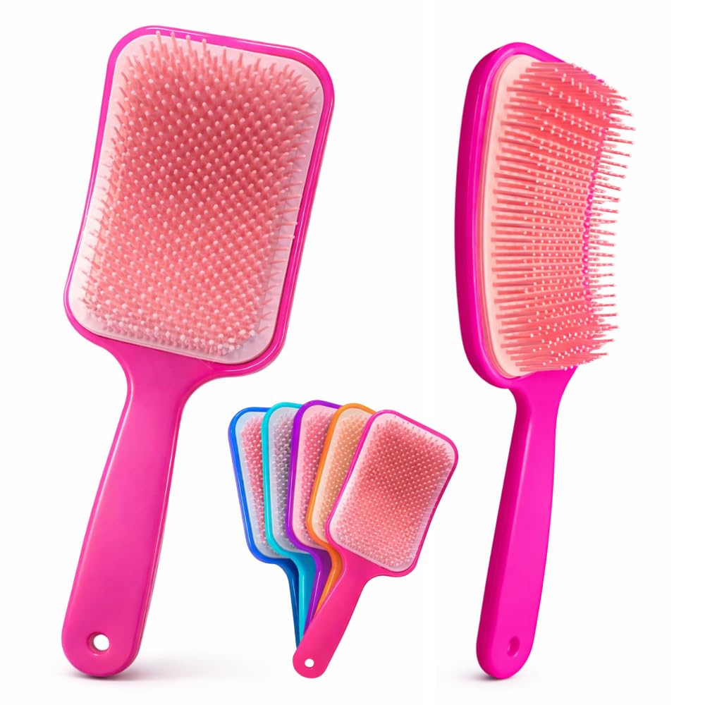 Escova de Cabelo Raquete Profissional com Cerdas Flexíveis Desembaraçadora Anti Quebra