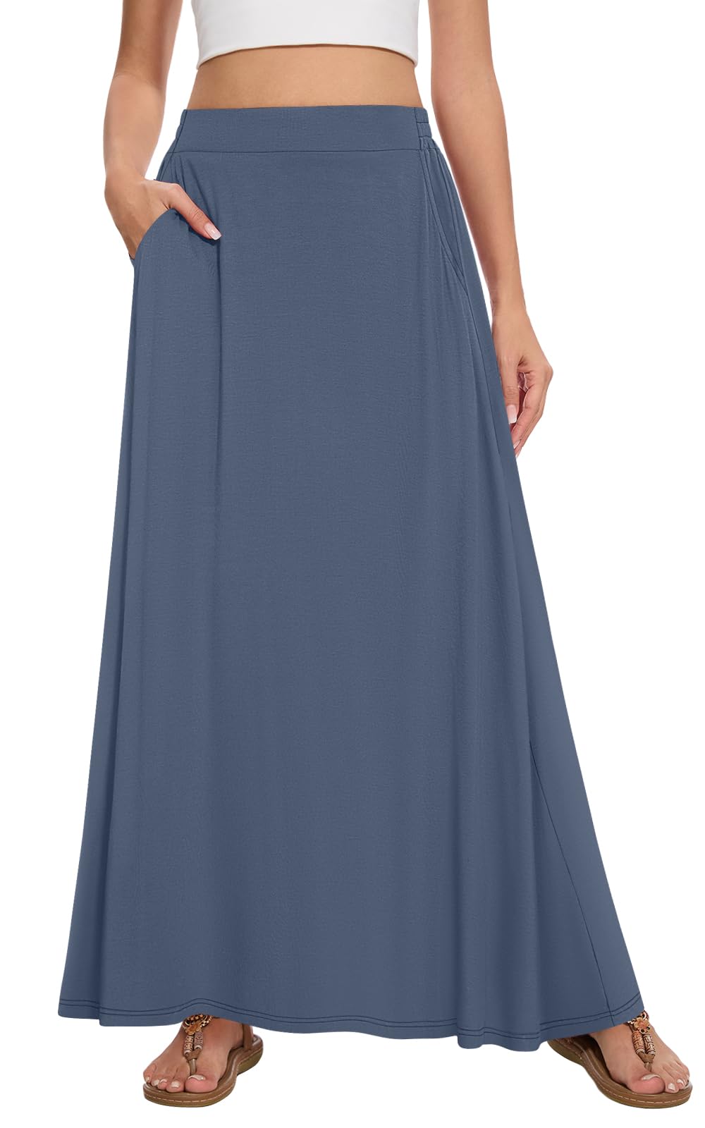 Womens Maxi Skirt Long Flowy Summer A-Line High Waist Skirts