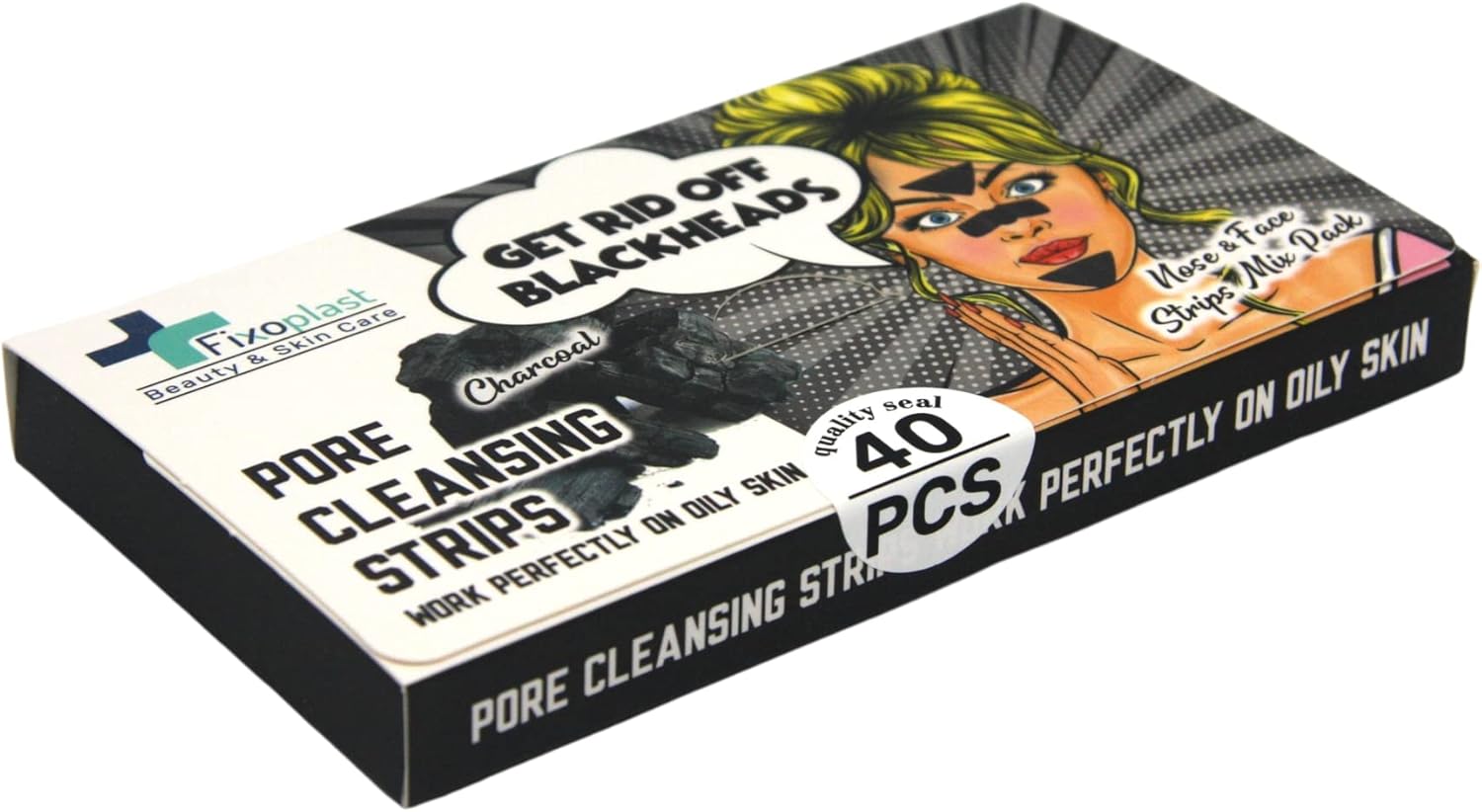 FIXOPLAST Nose Pore Strips with Charcoal, Blackhead Remover Strips, Beauty & Skincare, Cleansing