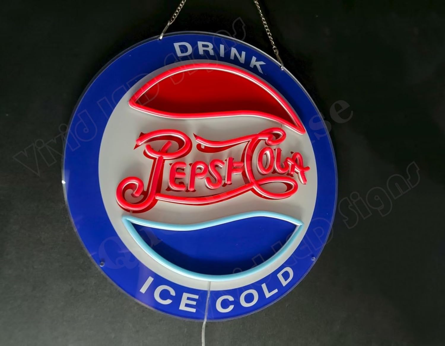 Queen Sense 16"x16" Pepsis Cola LED Neon Sign for Wall Decor USB Powered Dimmable Neon Light BH1367