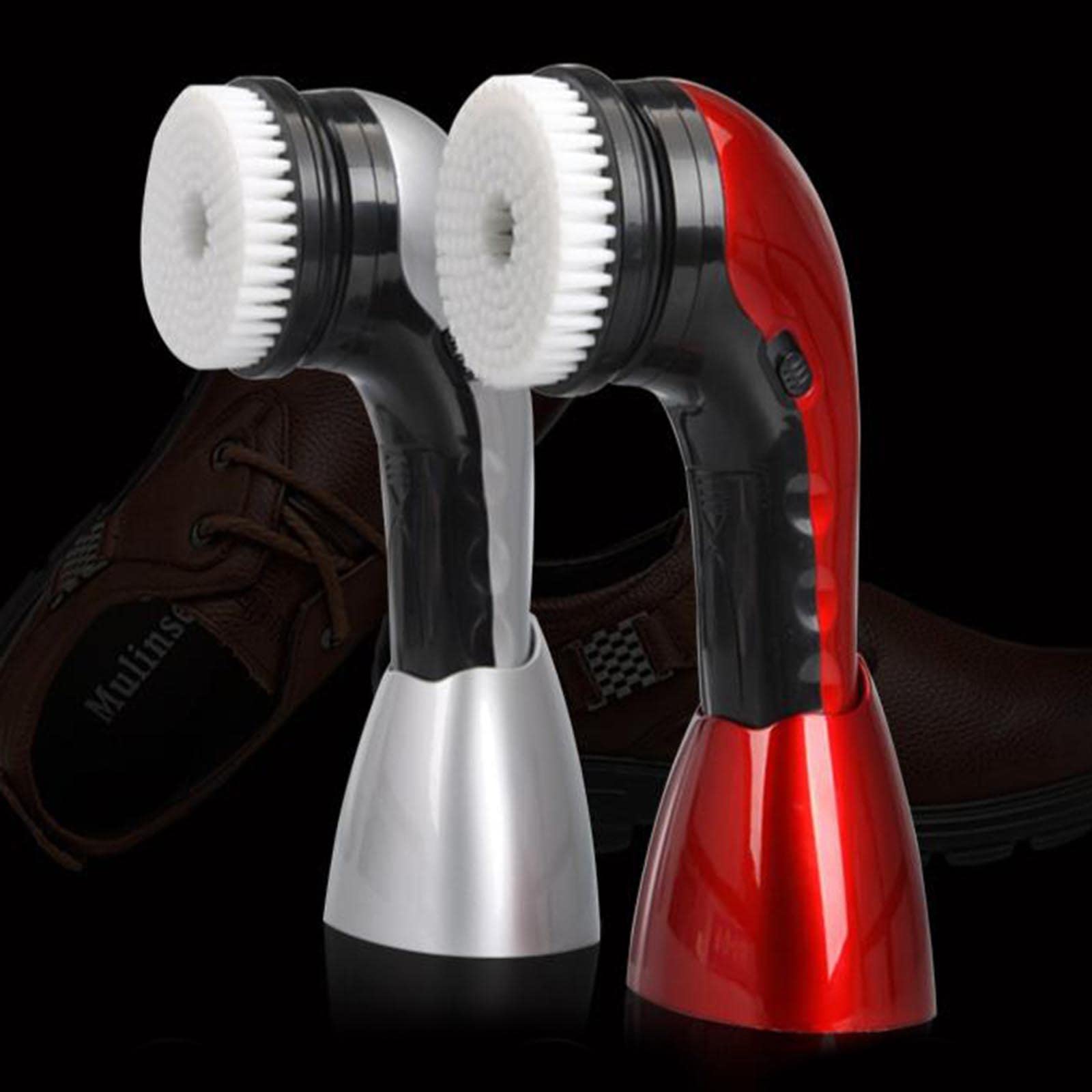 Perfeclan Pulidora de Calzado Eléctrica con Cerdas Delicadas para Piel, Rojo, Individual