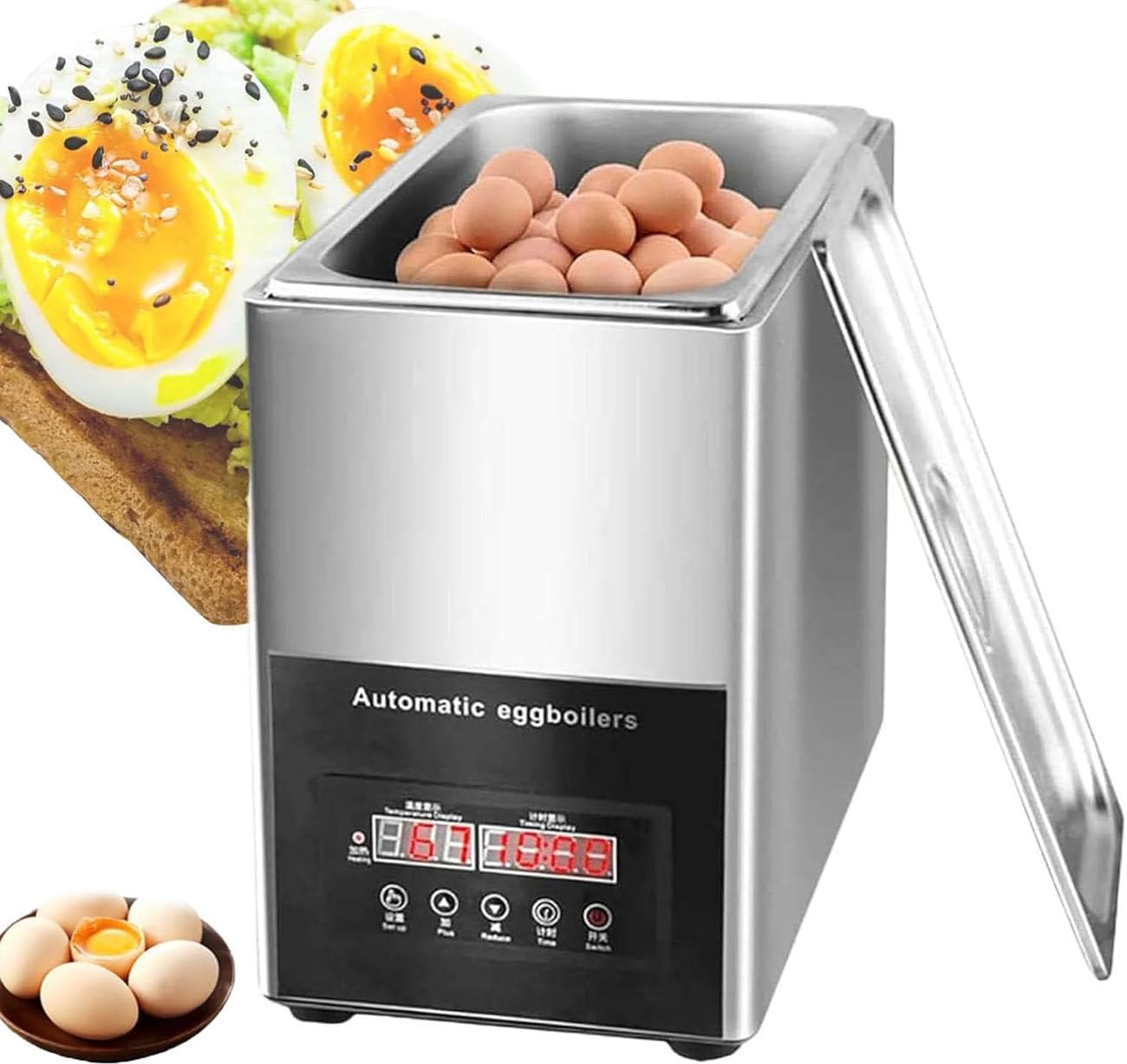 Gran Capacidad Cocedores De Huevos,Cocedores Automáticos De Huevos,Cocedor De Huevos para Restaurantes,Acero Inoxidable,para 50 Huevos Pasados por Agua,Mollets Y Duros