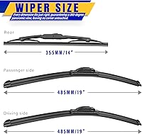 Vista 2 de 3 limpiaparabrisas de repuesto para 2008-2012 Jeep Liberty, limpiaparabrisas de equipo original de fábrica - 19"/19"/14" (juego de 3) Gancho U/J