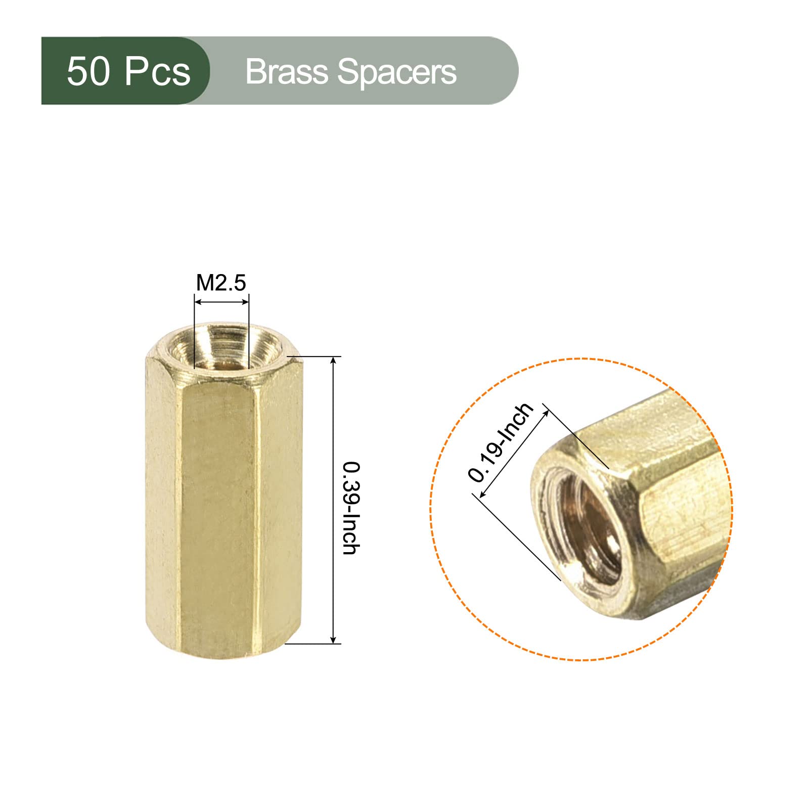 YOKIVE 50 Pcs M2.5 Spacers, Brass Hex PCB Standoffs Nuts, Keep Height Consistent, Great for Motherboard Circuit Board - Image 2
