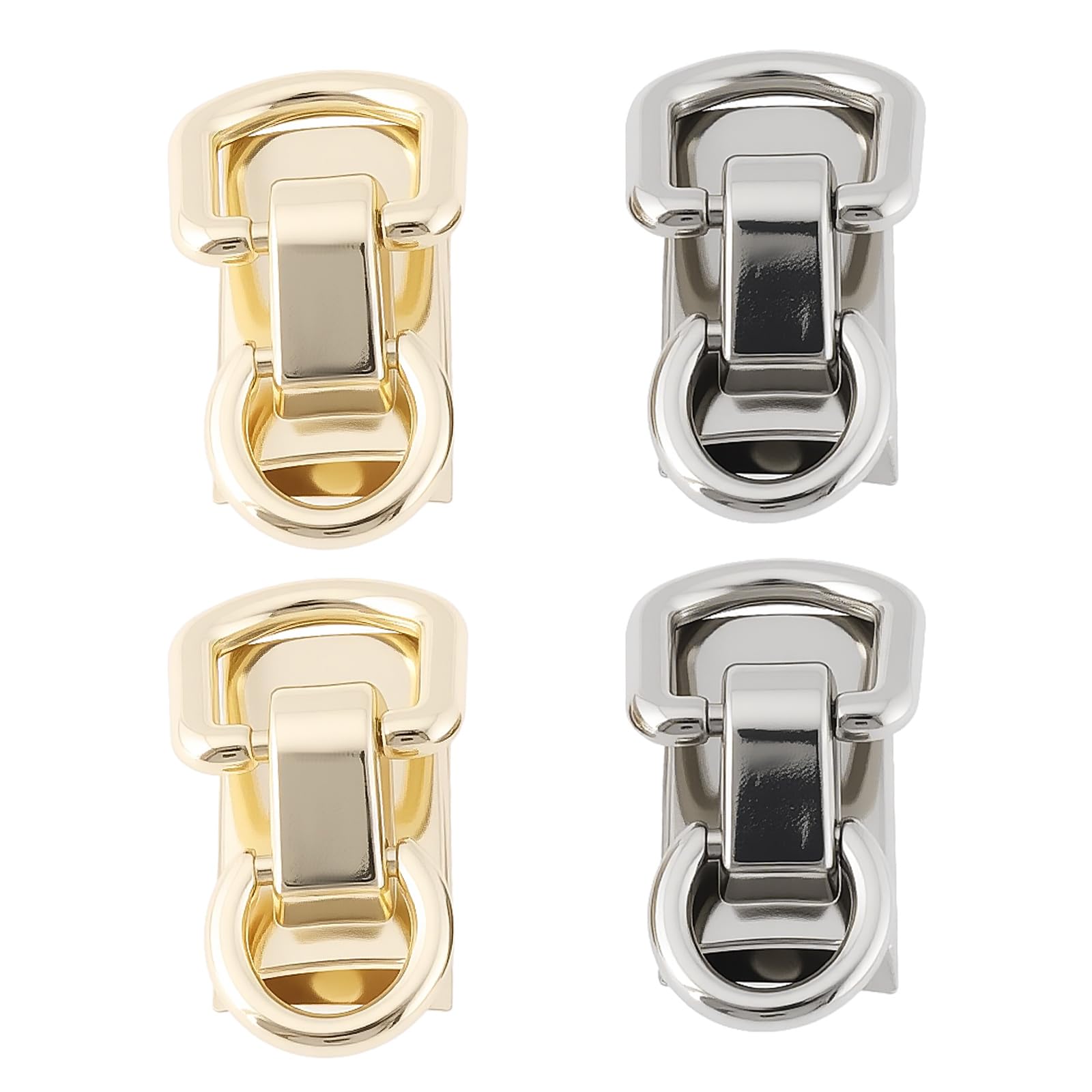 Briny River 4Pcs Suspension Clasp Purse Side Clip Buckle with Dual Hooks for Handbag Shoulder Bag 3x1.7x2cm (Gold Silver)