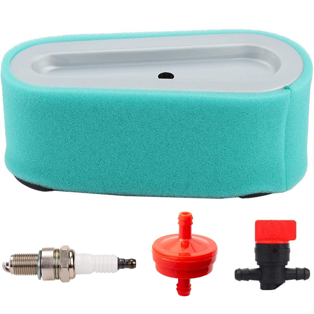ZAMDOE Kit Entretien Moteur Briggs & Stratton - Filtre à Air 496894, Pré-filtre, Bougie RC12YC, Filtre Essence, Vanne Arrêt Carburant - Compatible 12.5-17 HP