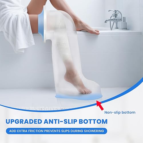 Miniatura 7 de Waterpoof - Funda extra ancha para pierna completa para ducha después de cirugía con parte inferior antideslizante, protector de fundición extra