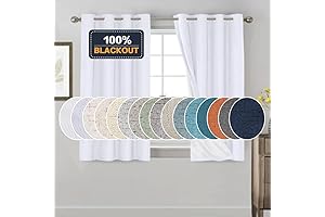 PrinceDeco Primitive Textured Linen 100% Blackout Curtains for Bedroom/Living Room