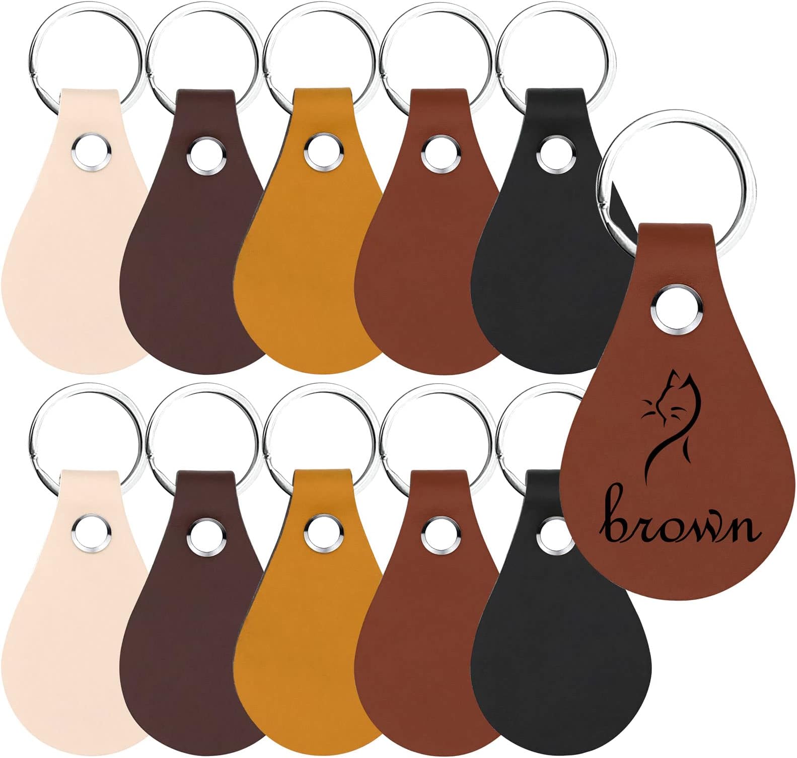 TiciKim 20 Pack Leather Key Fob Kit PU Leather Keychain Blanks with Key Rings and Rivets Key Chain Blanks for DIY Craft Laser Engraving Keychain Making (5 Colors)