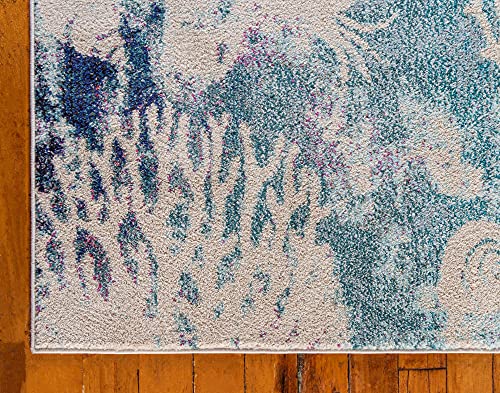 Unique Loom Positano Collection Coastal Modern Coral Lobster Shells Light Blue Area Rug (5' x 8') - Image 9