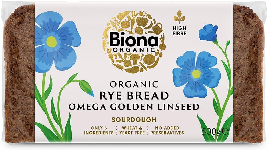 Biona Organic Rye Omega Golden Linseed Bread, 500g