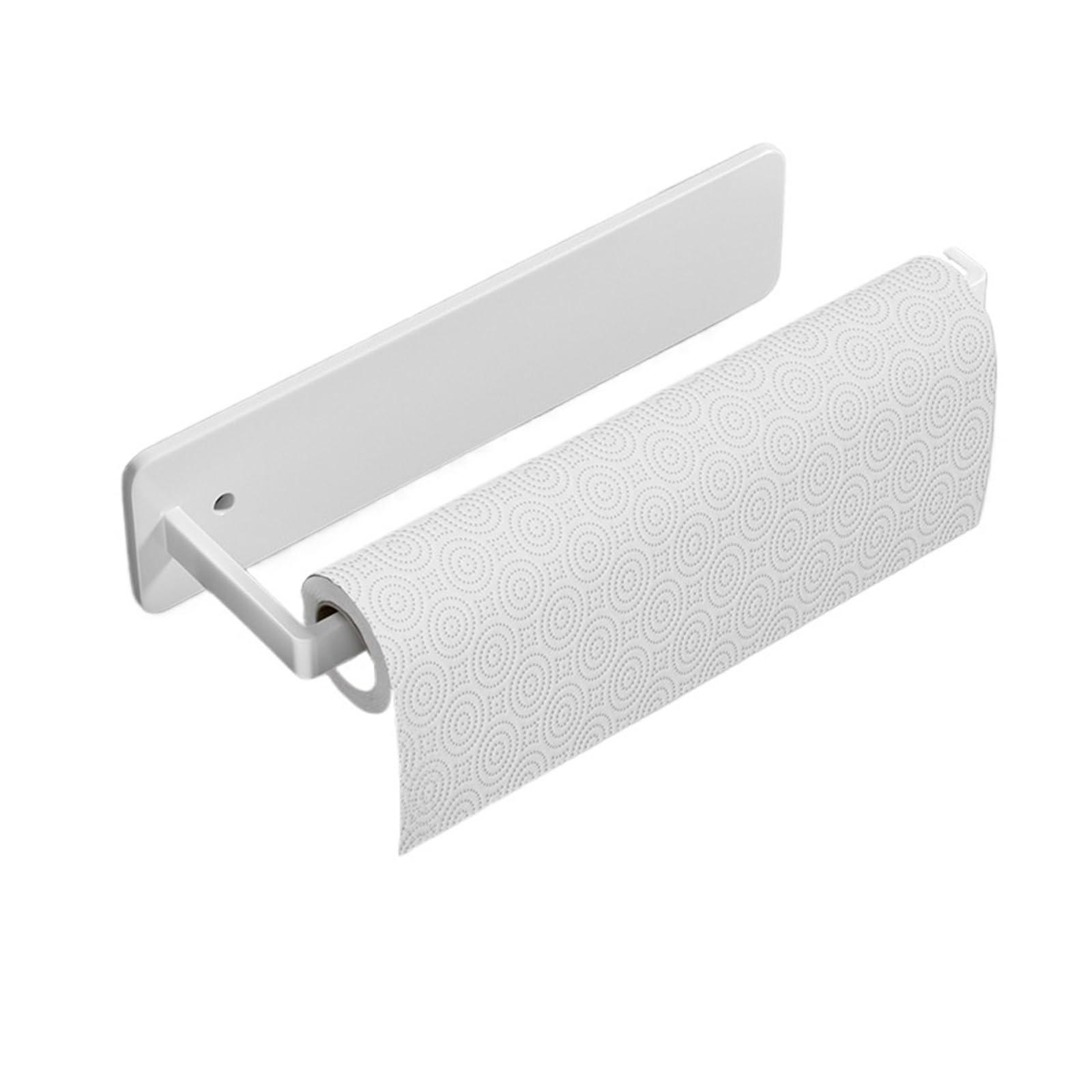 Paper Towel Holder Self Adhesive Kitchen Paper Holder No Drill Napkin Tissue Towel Toilet Roll Hanger Cabinets Bathroom Storage Rack(White)