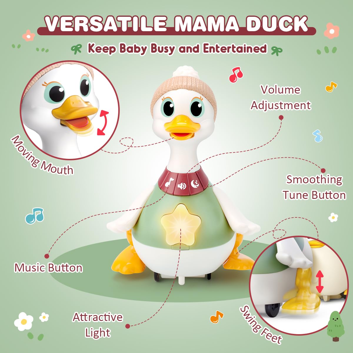 KaeKid Baby Toys 6-12 Months Musical Dancing Duck Toy Set with 