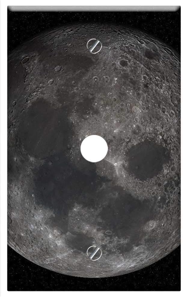 Single Hole Device Telephone/Cable Wall Plate Cover - Moon Full Moon Crater Maare Meteorite Impact 1