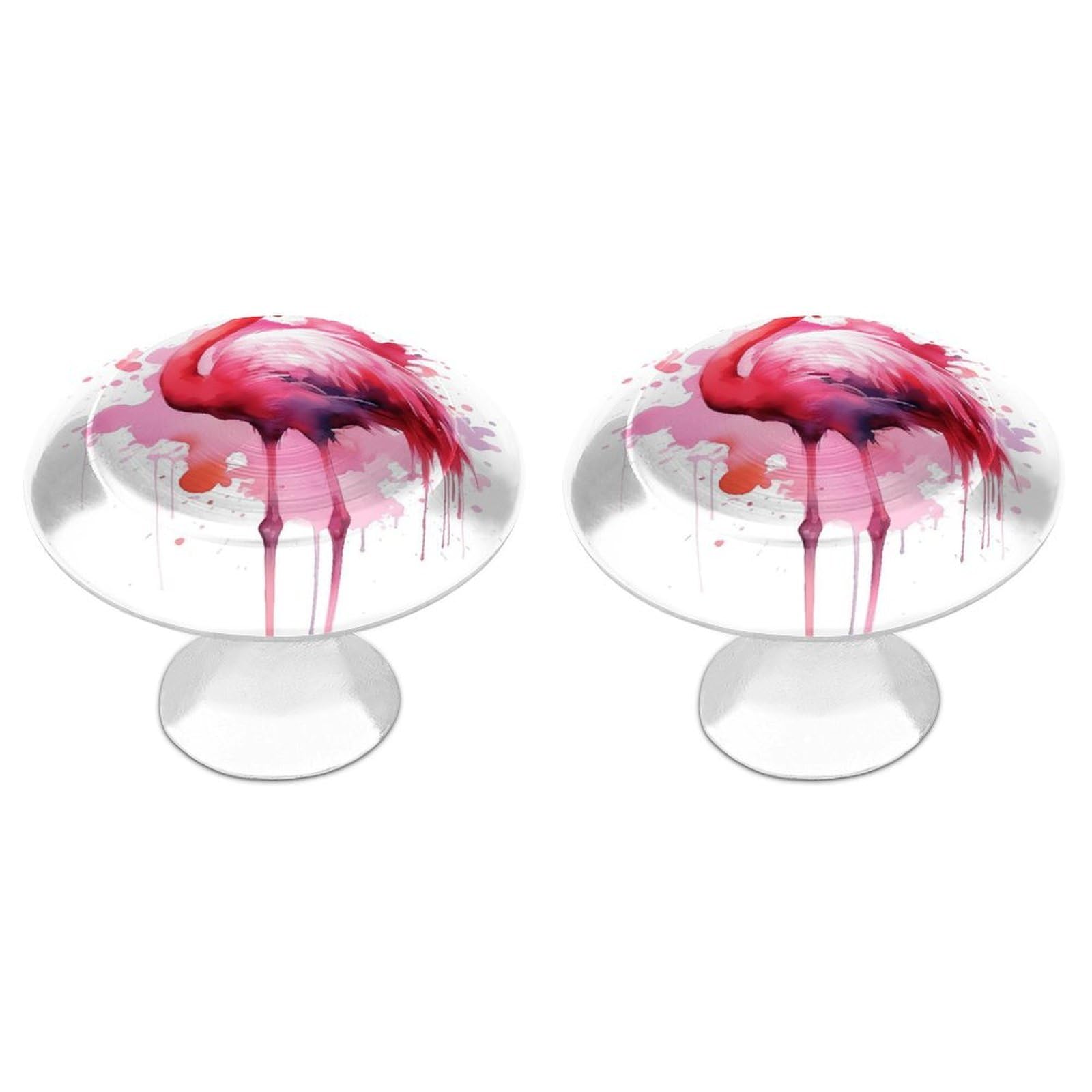 Fekiloot White Flamingo Watercolor Cabinet Knobs For Kitchen Ornament, Round Zinc Decorative Drawer Pulls For Cabinets Trendy, Dresser Drawers Pulls Bathroom Dresser Knob With Screw