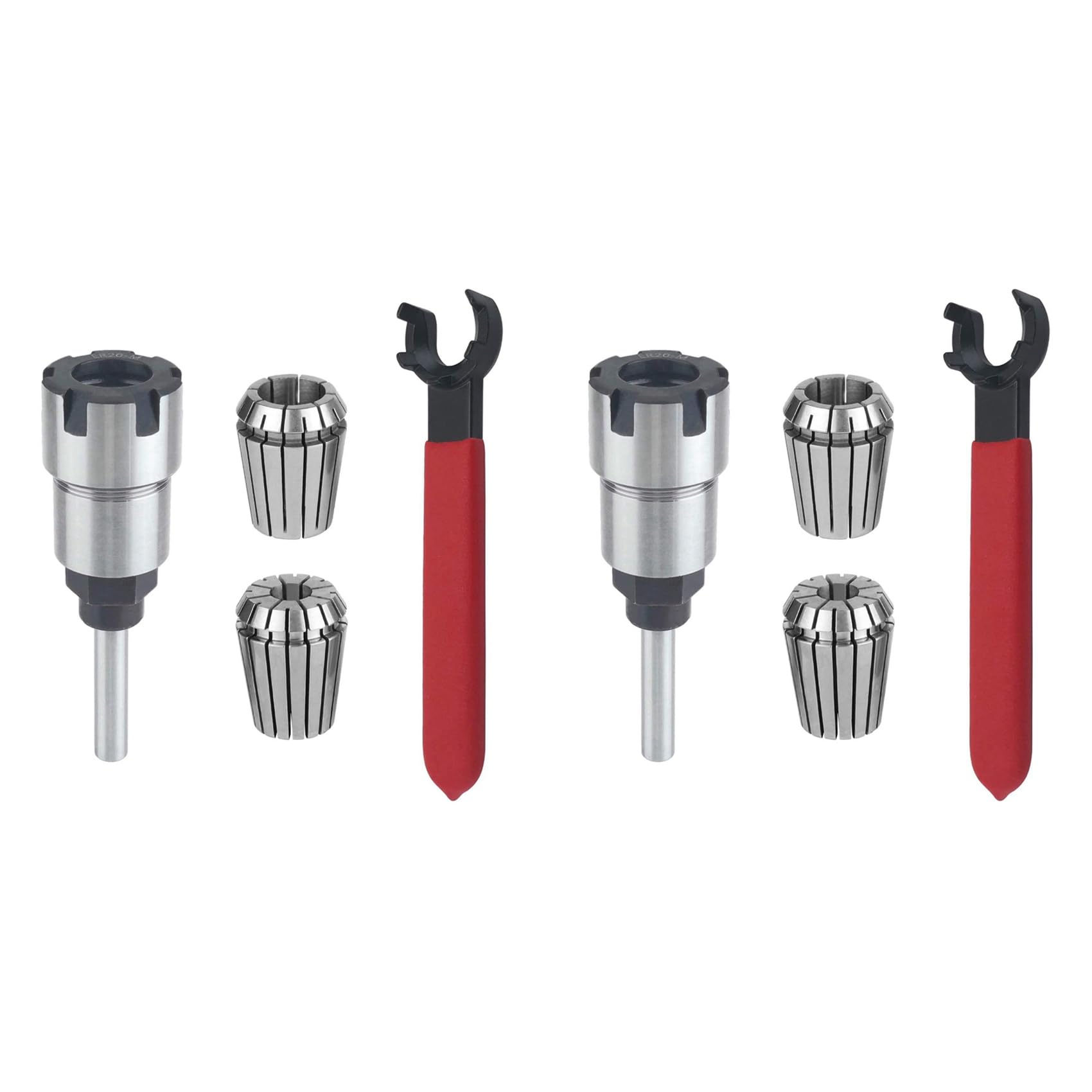 Owaefuqoir 2X Shank Router Bit Colle Collet Extension Chuck Converter Adapter,Convert 1/2,1/4-Inch Shank Bit with ER20 Collet