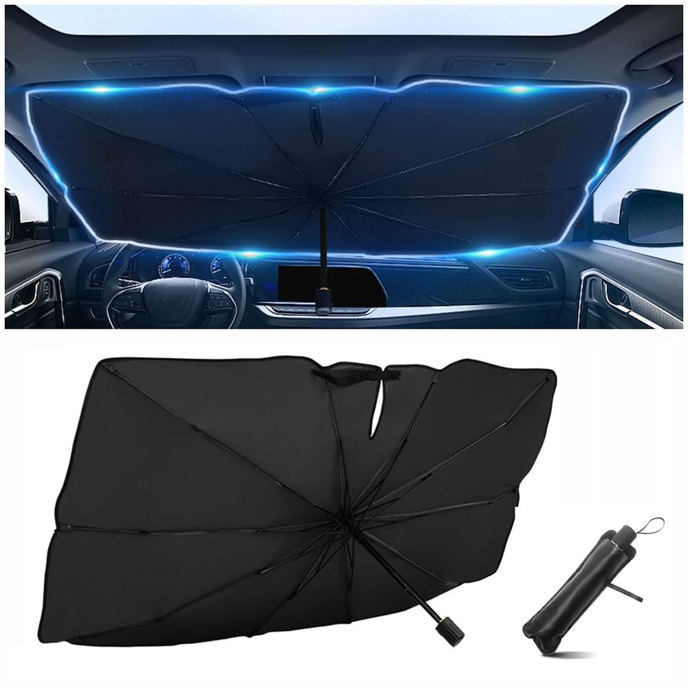 VNUNMALC Paraguas Parabrisas Delantero Para Peugeot 3008 GT Line 2019-2024, Parasol Sombrilla Coche Protector Solar Sombra, Rotación 360° Protección UV Aislamiento Visera,Small