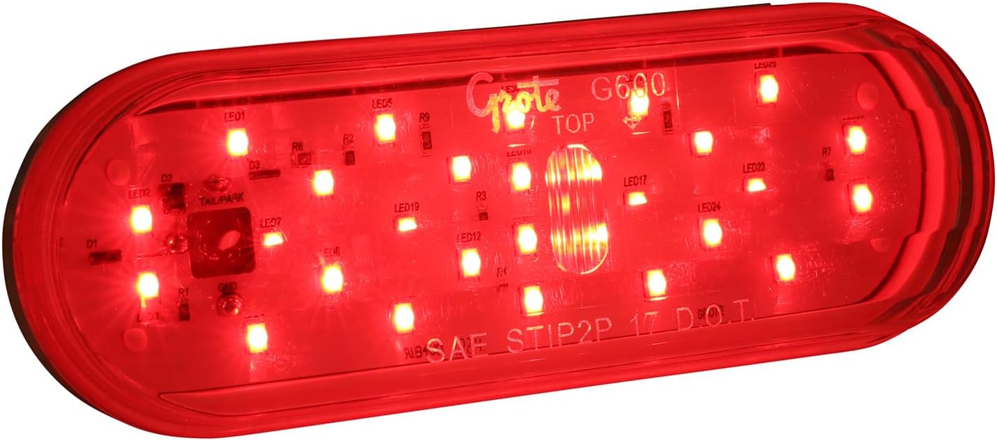 Grote G6012 Hi Count Oval LED Stop Tail Turn Lights - Red with Clear Lens