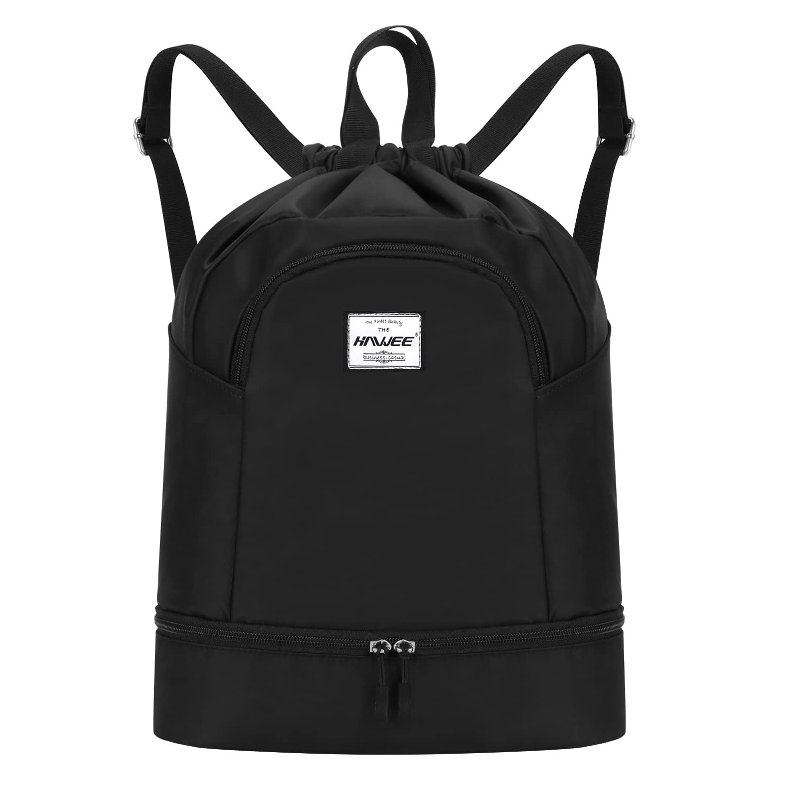 HAWEE Dry Wet Drawstring Backpack with Shoe Compartment for Women Adjustable Gym Bag