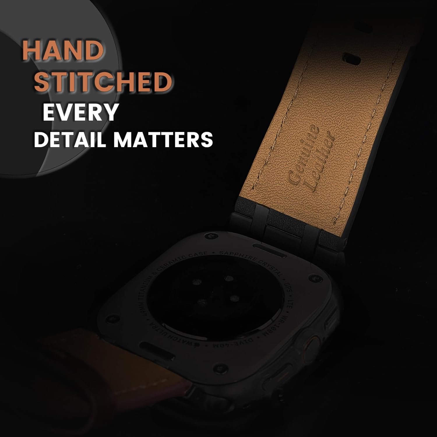 VeveXiao Luxury Leather Band Compatible with Samsung Galaxy Watch 7 Ultra 47mm Band,AP Rugged Vintage Genuine Leather Extra 26mm Wide Watch Bracelet for Women Men