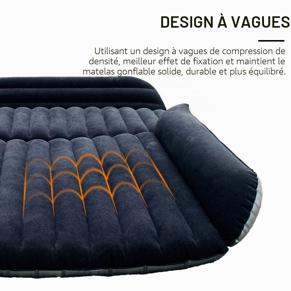Matelas Gonflable Voiture SUV Pliant avec Pompe à air électrique, Lit Gonflable de Voiture pour Repos de Sommeil etLe Mouvement Intime, Lit de Voiture Convertible en Canapé Gonflable (Noir)