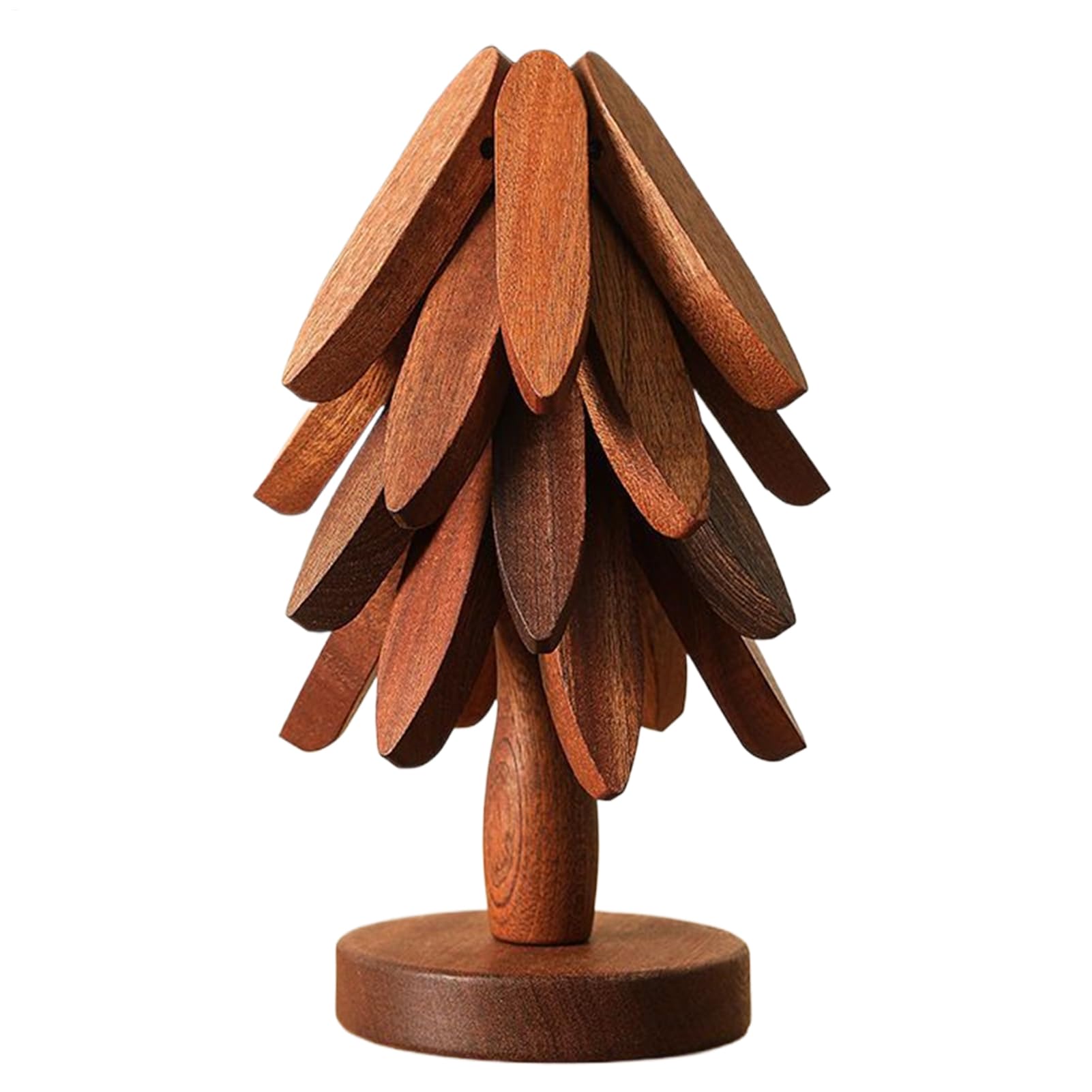 Wooden Tree Trivet Set, Christmas Tree Trivets for Hot Pans Dishes, Heat Resistant Coasters Trivet with 4 Wooden Trivets & 1 Stand, Foldable Wood Trees Shaped Teapot Stand Coasters Insulation Mat
