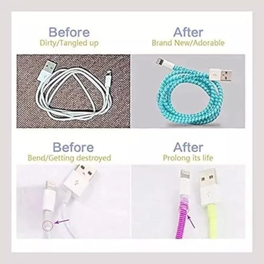 On Blow Spiral Cable Protector (3 Pcs) 1 Meter | Cable Cord Charger Protector Saver Winder for Charging Cables Earphones