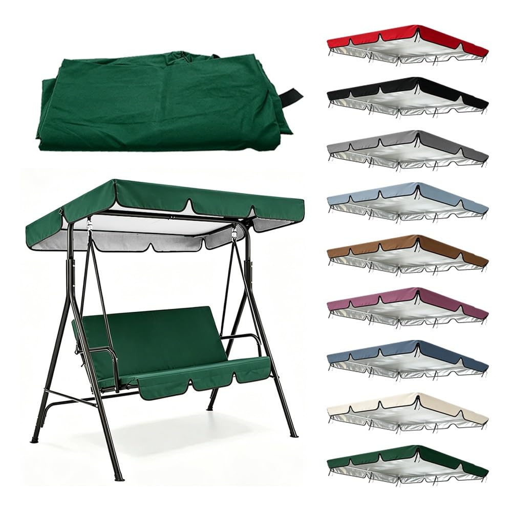 Universelle Toit De Rechange pour Balancelle De Jardin 164x114cm 195x125cm Imperméable Canopée pour Balancelle Tissu Oxford 210D Toit De Balançoire(Green,77x49in-195x125cm)