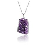 Jovivi Natural Amethyst Cluster Crystal Necklace for Women Men,Irregular Raw Rough Amethyst Quartz Stone Pendant Necklace Jewelry for Spiritual Reiki Healing,Beauty, Love and Positive Energy