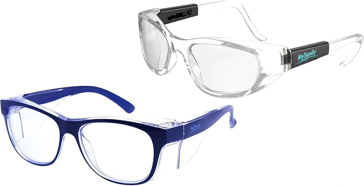 Safety Glasses Bundle: Anti-Fog & Blue Light Blocking Eyewear, UV Protection, 2-Pack for Men/Women (Hospital/Gaming/Daily Use)