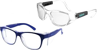 Safety Glasses Bundle Anti-Fog & Blue Light Blocking Eyewear, UV Protection, 2-Pack for Men/Women Hospital/Gaming/Daily Use