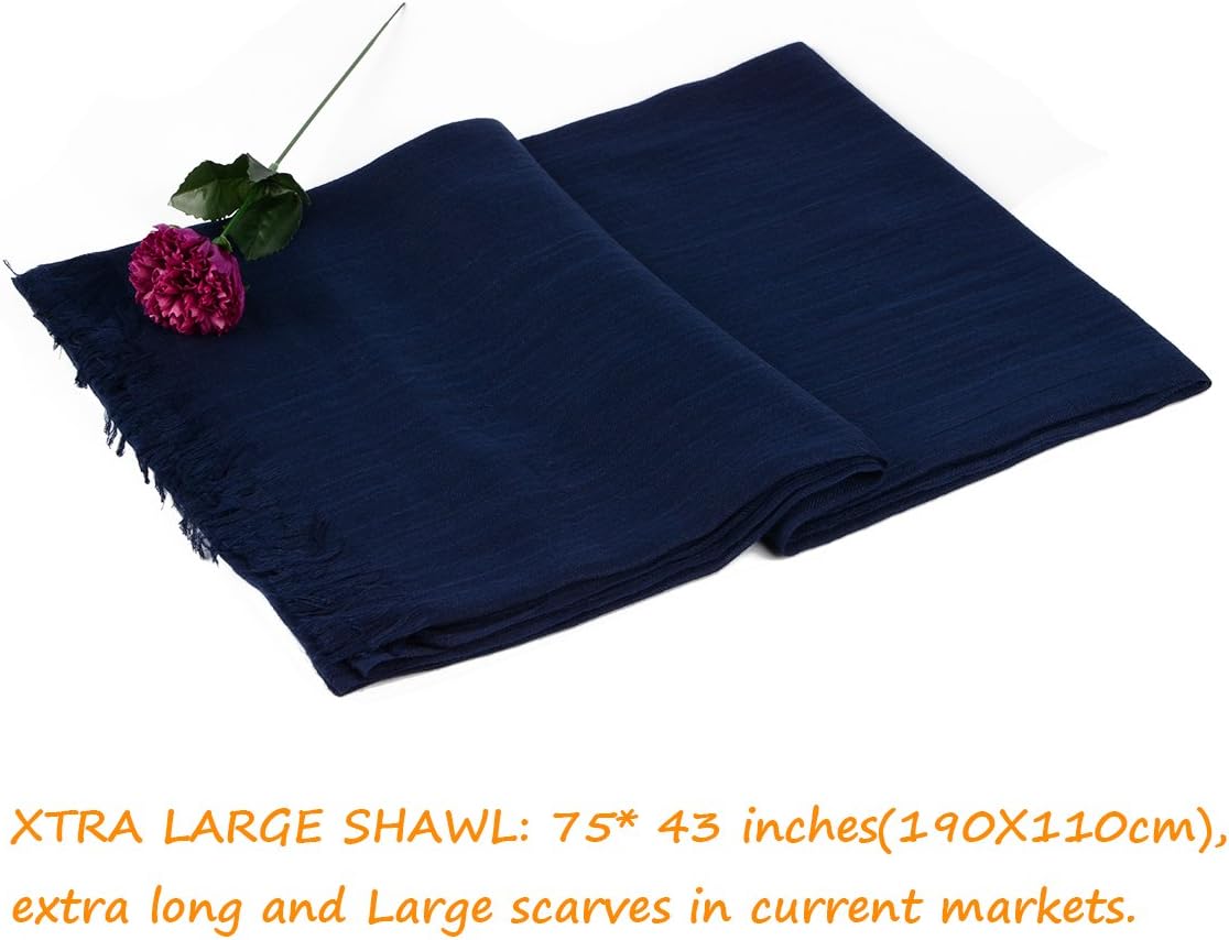 Women Summer Scarfs Large Long Lightweight Linen Beach Gauze Shawl Wrap 75”×43” - Image 2