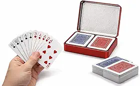 Baralho Plástico Duplo 108 Cartas Profissional com Estojo Metálico – Resistente à Água, Ideal para Jogos truco e Viagem