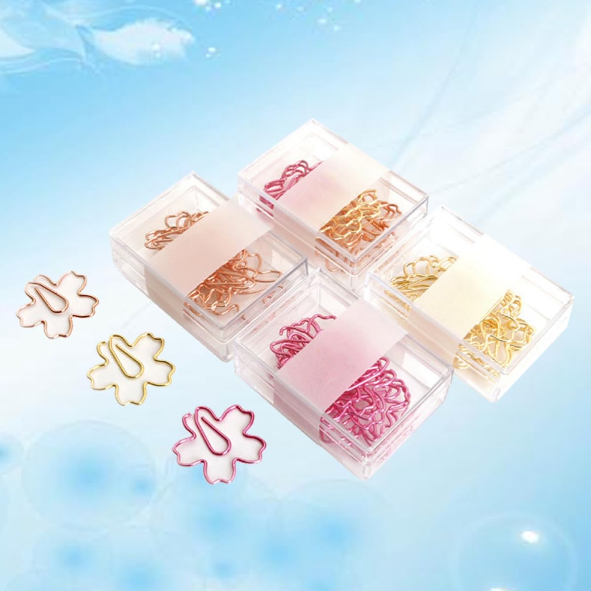 12pcs Cherry Flower Shape Metal Paper Clips Colorful Set image 2