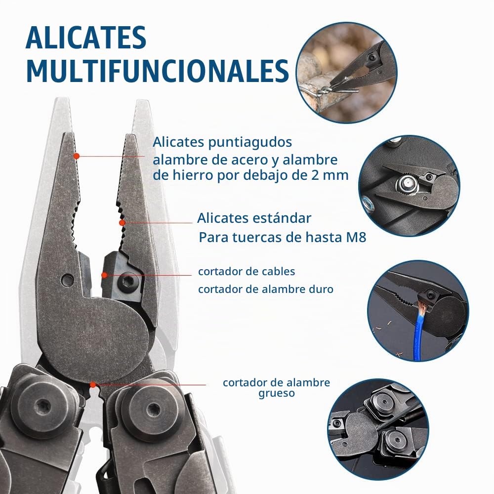 NexTool Flagship Pro Herramienta Multiusos, 16 en 1 Multiherramienta con Tijeras, Cuchillo, Sierra, Destornillador Phillips/Plano, Escala Graduada, Abrebotellas/Latas, Pelacables, Rompecristales-Negro
