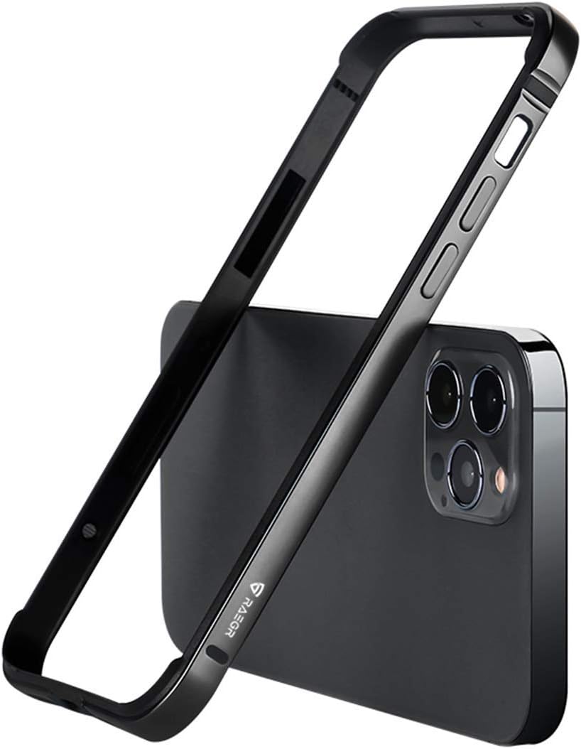 Remixmart iPhone 12/12Pro Bumper Case Metal Frame Protected Cover,Raised Edge Protection, Ulta Thin,Anti-Drop,Comfortable Gripping,Unique, Excellant Heat Dissipation,2021 (Black, iPhone 12 Pro)