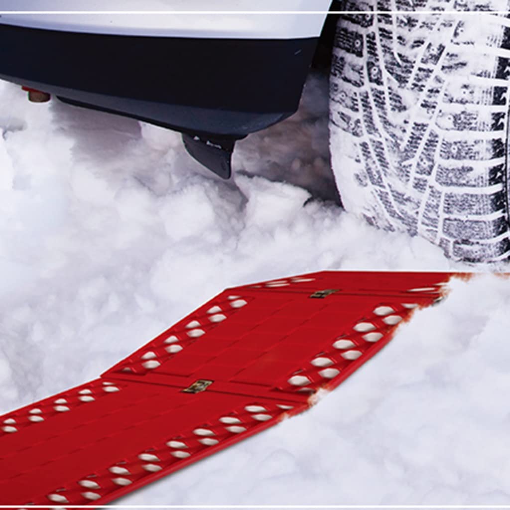 QUNINE Cuscinetto di trazione per Pneumatici di Emergenza Pieghevole da 2 Pezzi, Dispositivo di Fuga per Auto, Cuscinetto Antiscivolo, Ideale per sbloccare l'auto da Neve, Ghiaccio, Fango e Sabbia