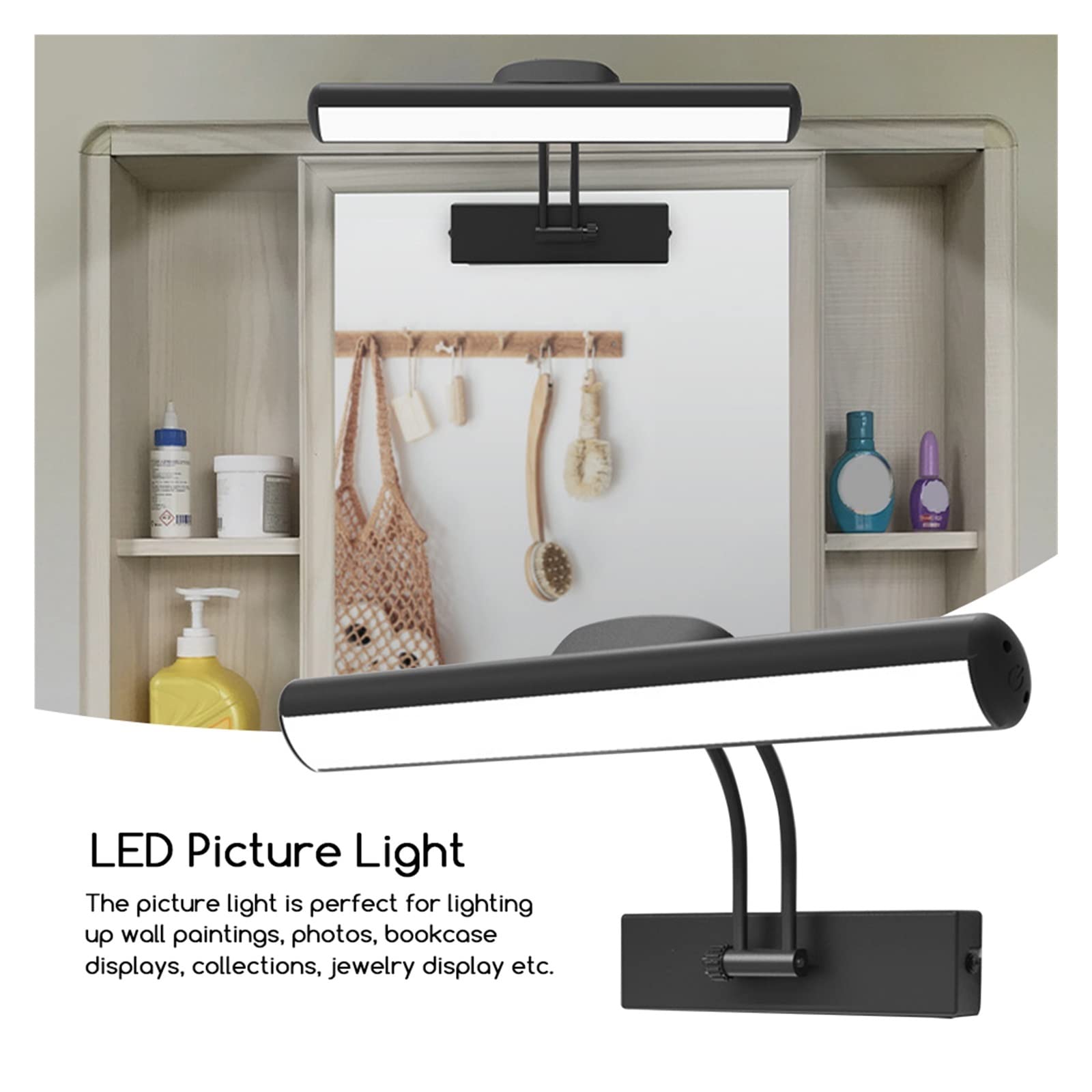 Luces de Lectura LED Luces de Pared, Luz de Imagen LED Pantalla de Arte Tablero de Dardos Marco de Pintura Inalámbrico USB Recargable con Brillo Ajustable Remoto