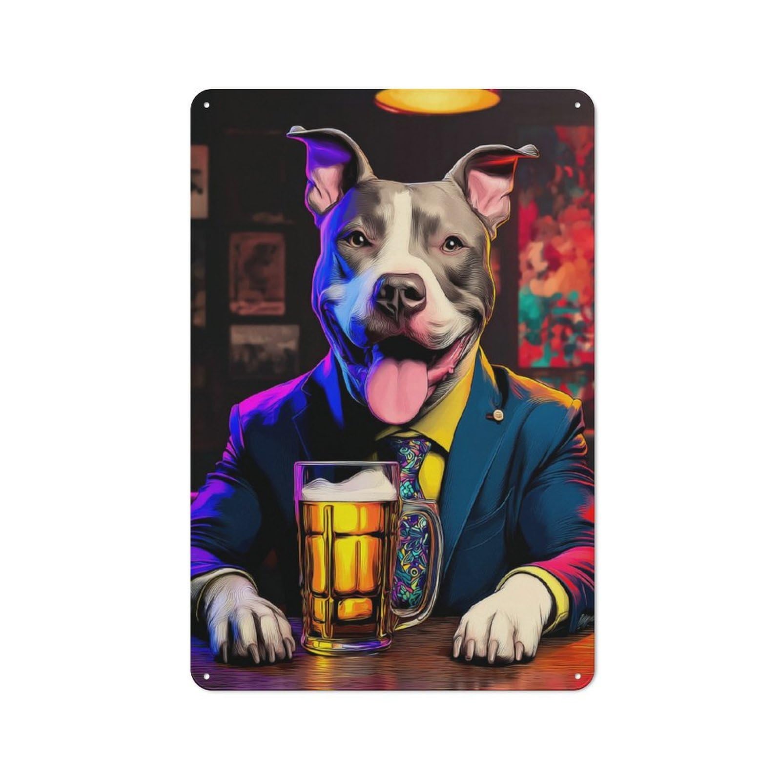 Junmoney Chill Dog With Cold Beer -1 Vintage Bistro Metal Sign 30X20cm, Bistro Wall Plaque For Takeaway, Bar, Kitchen Or Counter Area