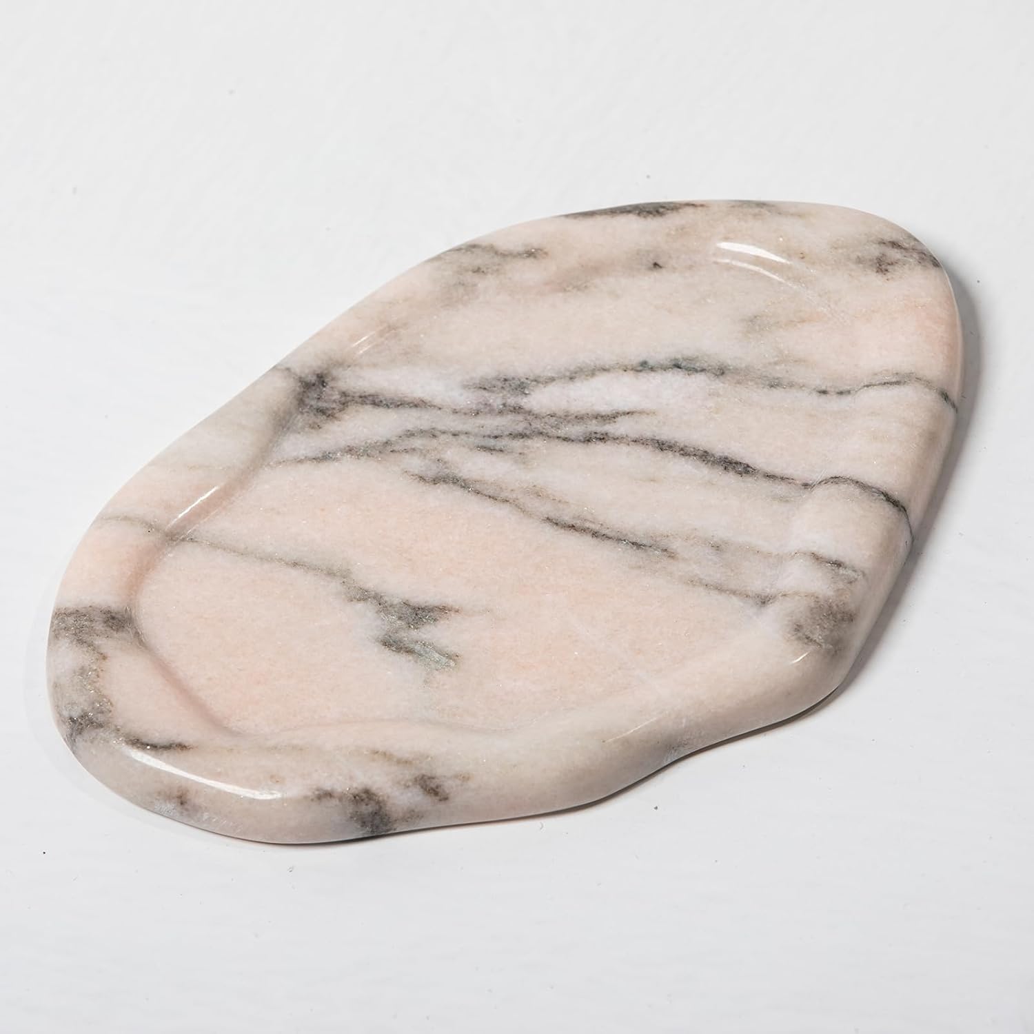 100% Natural Marble Vanity - Scalloped Marble Tray for Bathroom Countertop, Kitchen Counter, Dresser, Candle & Key, Luxury Stone Tray for Home Decor (Gold)