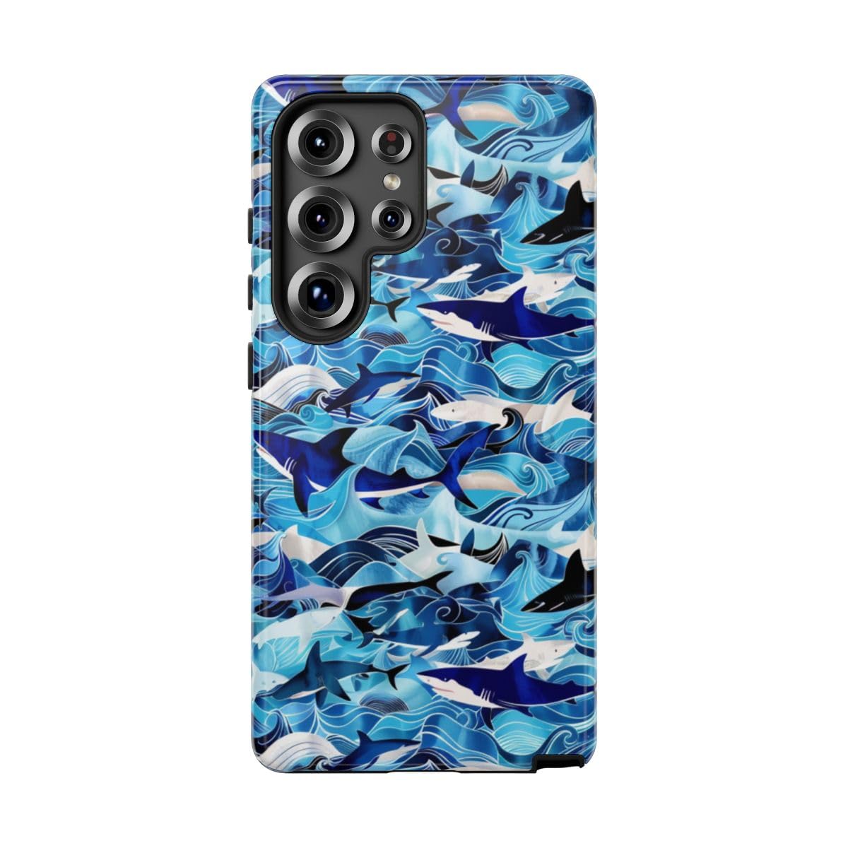 Coque Samsung S25 Ultra rigide brillante requins - Protection océan bleu