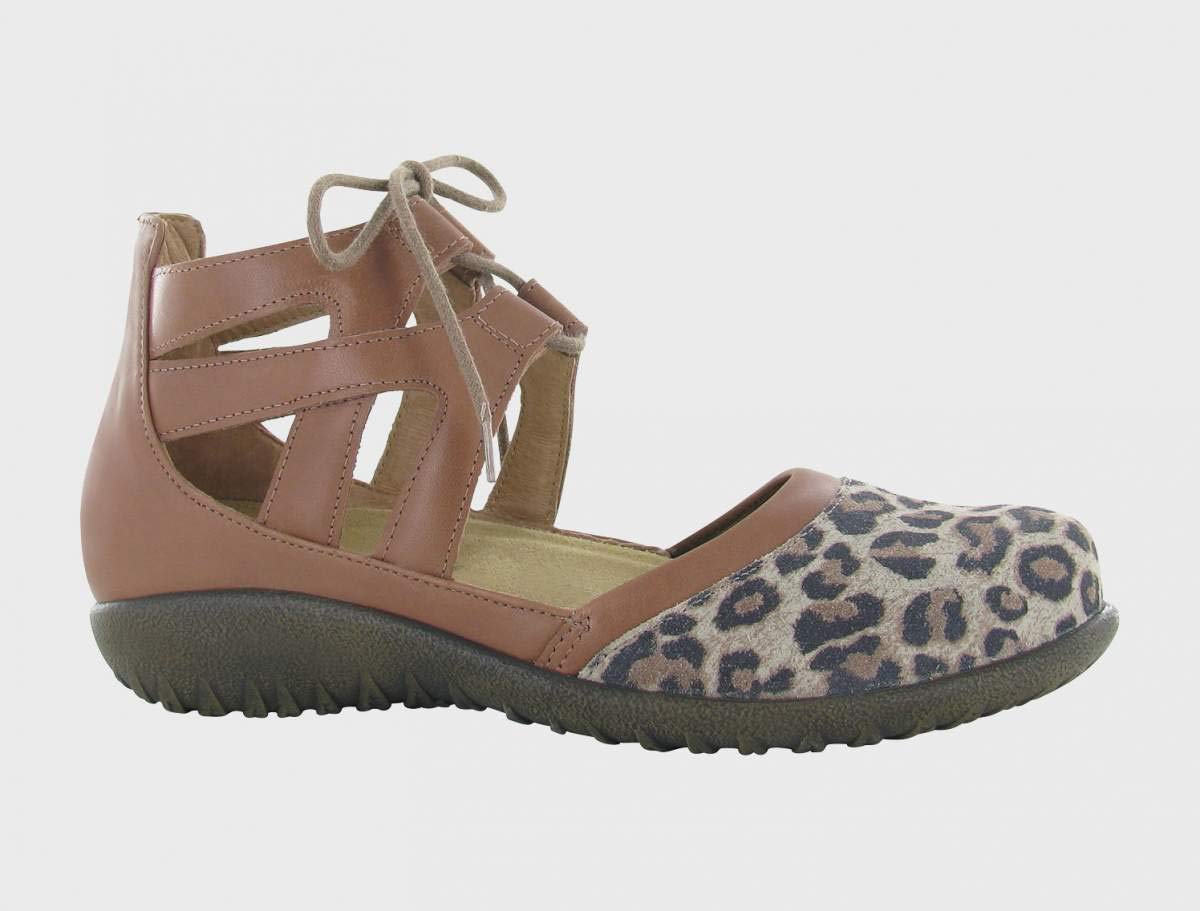 New Naot Women's Kata Ankle Strap Cheetah/Mocha Rose 38