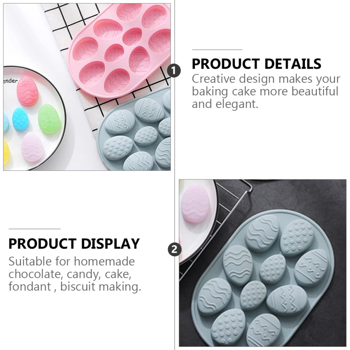 Amosfun Lot De 3 Moules À Gâteaux En Silicone Pour La Cuisson Lot De 10 En Forme De Pâques Biscuits Numériques Non Nettoyants Outil Décoratif Pour Gâteaux De Pâques 2 Pièces X 3