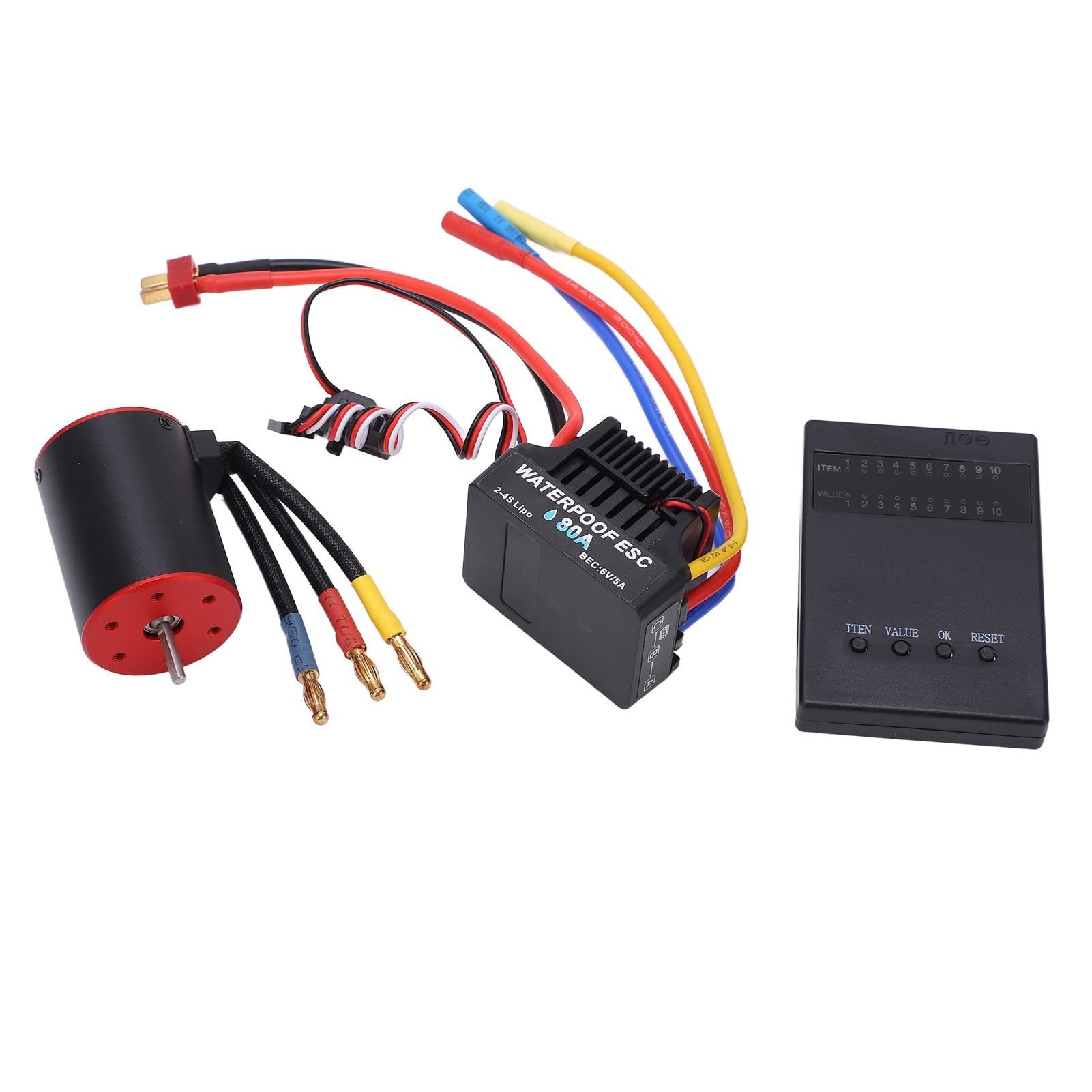 Alomejor Zestaw ESC Silnika Bezszczotkowego 80A 3100KV do Samochodu RC