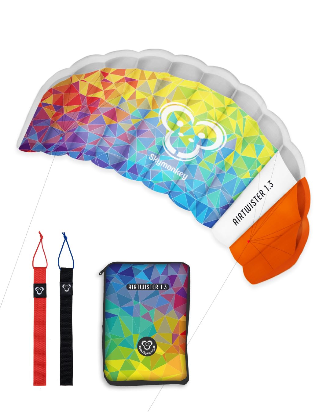 Skymonkey Airtwister Lenkmatte inkl. Packsack & Flugschlaufen - Lenkdrachen bereits fertig angeleint, Ready to Fly - Kite mit stabilen Polyester Ripstop Material, Flugdrachen für Einsteiger geeignet