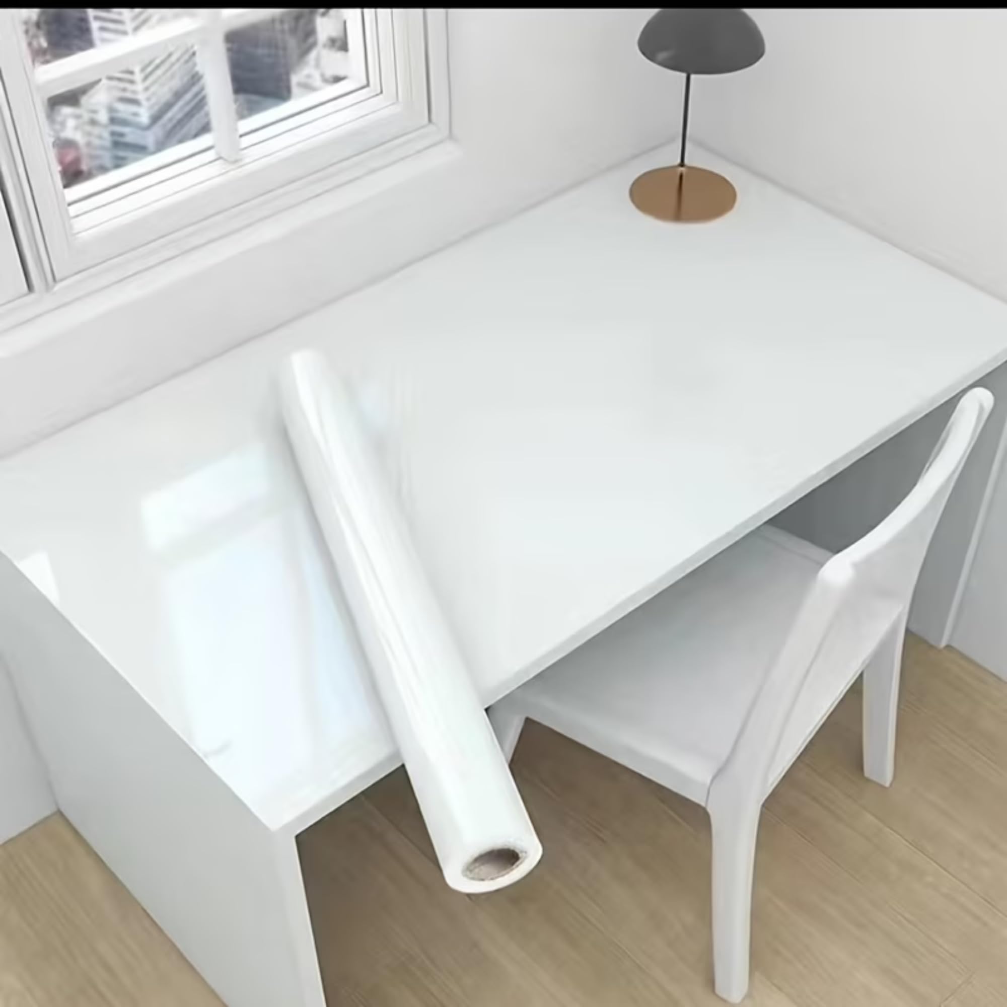 Self-Adhesive High-Gloss Vinyl Sticker for Furniture, Cabinets and Doors, Waterproof Peel & Stick Lacquer Decal, White